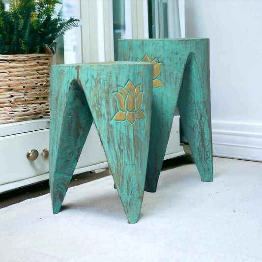 Interlocking Table/Stool set of 2 - Lrg Turquoise