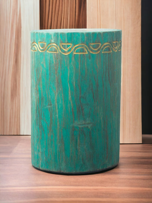 Tribal Stool / Table - Albasia - Turquoise
