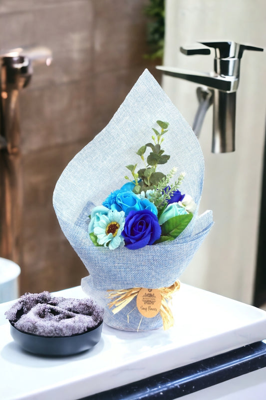 Standing Soap Flower Bouquet - Blue