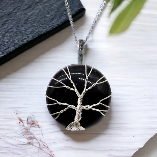 Tree of Life Gemstone Necklace - Black Onyx
